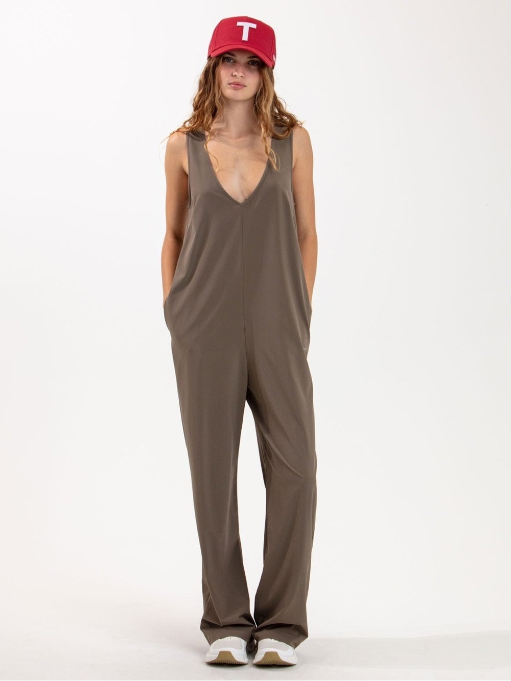 TENŌRE Sleeveless Jumper Romper Jumpsuit Tan Beige/Bark  XS - EUC